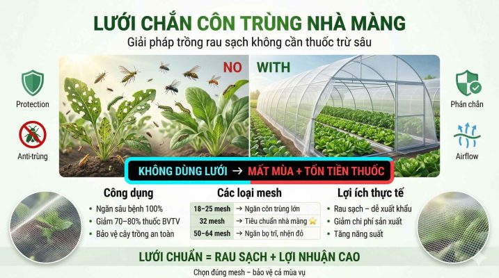 Lưới chắn côn trùng cho nhà kính, nhà màng