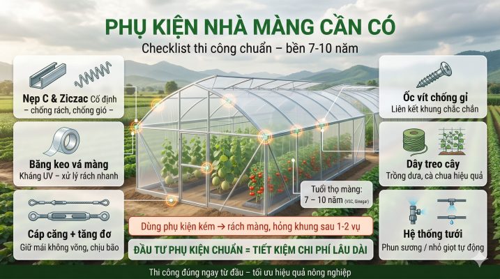 Phụ kiện nhà màng cần có khi thi công
